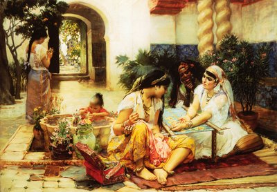 In a Village El Biar Algerian by Frederick Arthur Bridgman